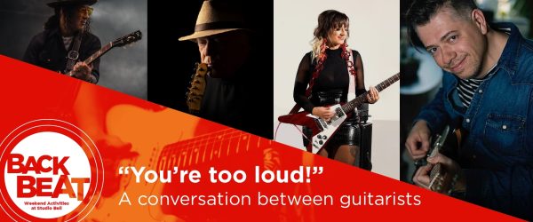 “You’re too loud!” A conversation between guitarists hosted by Russell Broom and featuring Reed Shimozawa, Amos Garrett, and Miesha Louie