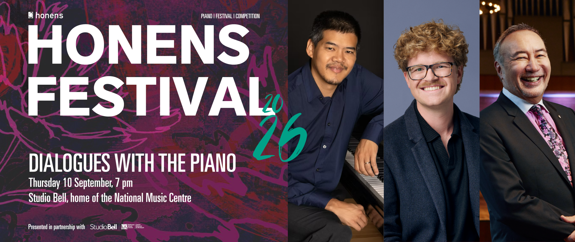 2026 Honens Festival Dialogues with the Piano event artwork from Studio Bell