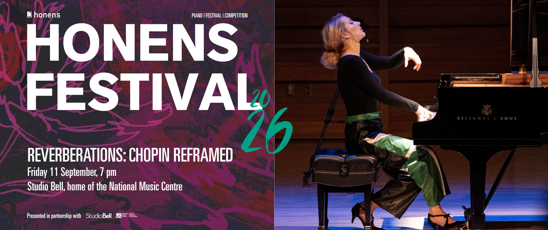 2026 Honens Festival Reverberations Chopin Reframed event artwork from Studio Bell