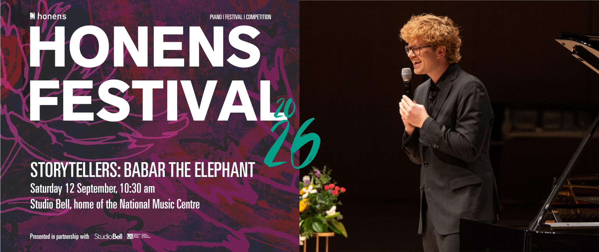 2026 Honens Festival Storytellers Babar the Elephant event artwork from Studio Bell