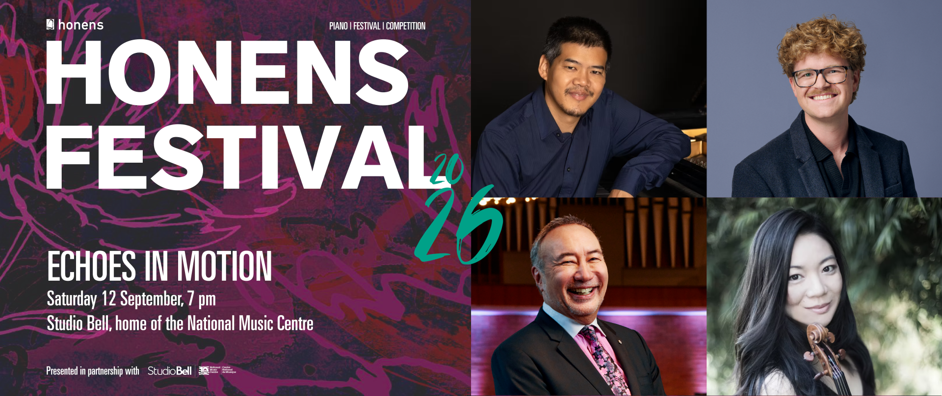 2026 Honens Festival Echoes in Motion event artwork from Studio Bell
