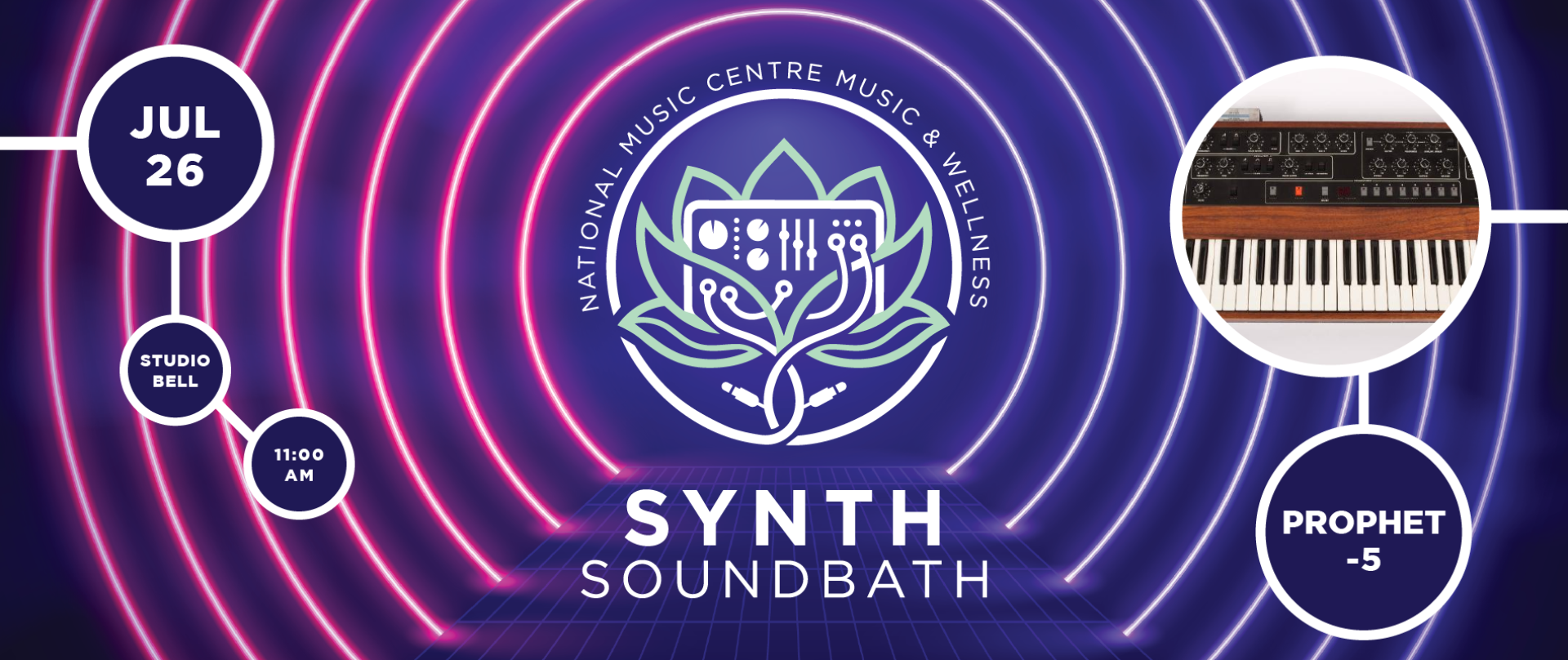 Synth Soundbath Prophet-5 event artwork from Studio Bell